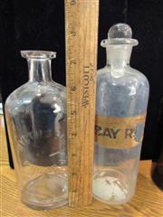 VTG LOT OF 4 GLASS BROWN & CLEAR MEDICINE BOTTLES